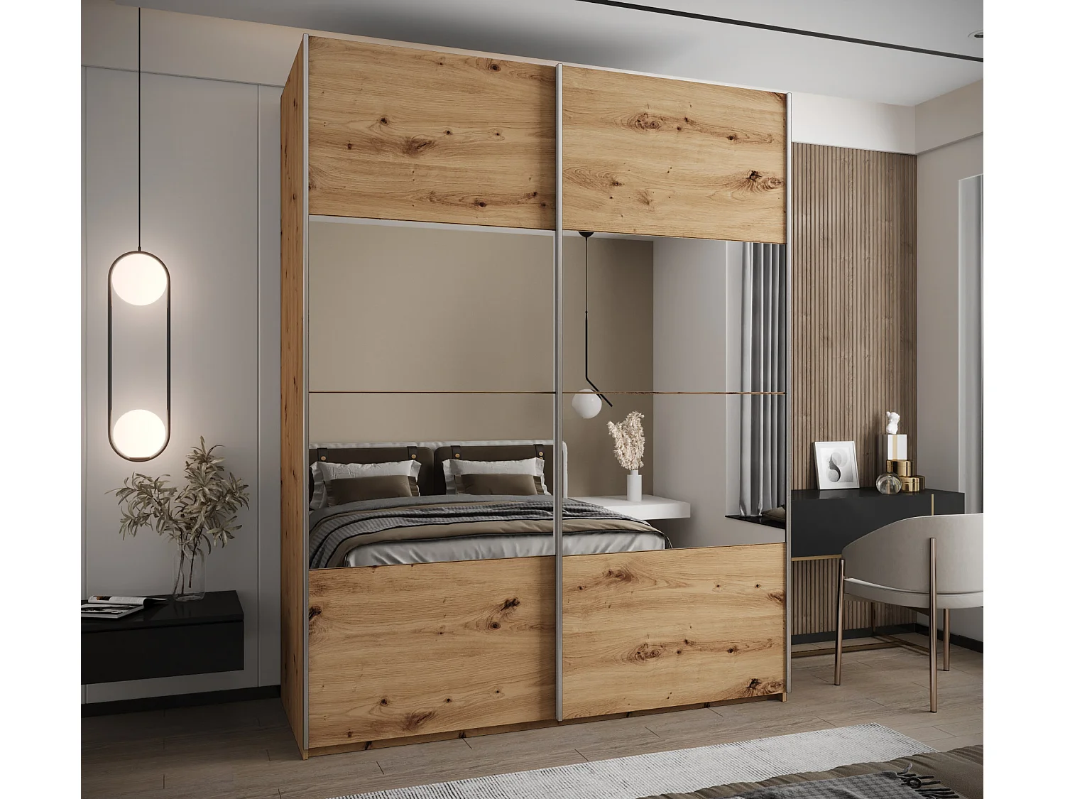 Armoire Lux 4 245,5/190/64 (Artisan/Artisan/Argent)