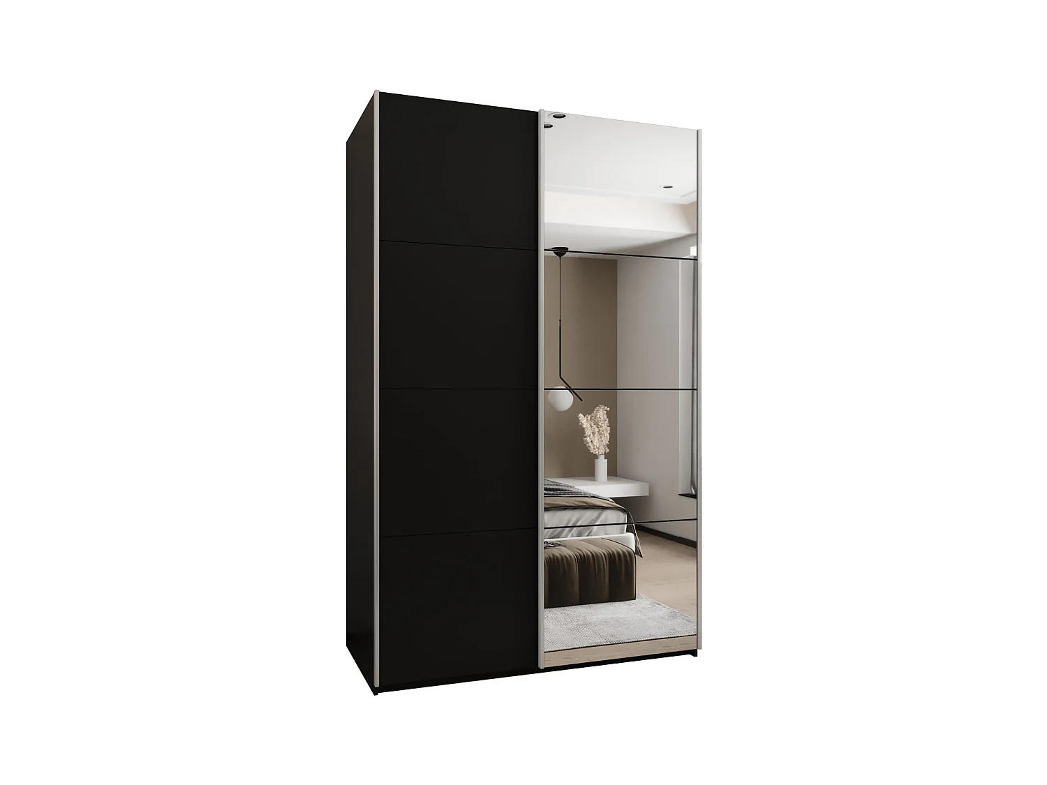 Armadio Lux 3 245,5/150/64 (Nero/Nero/Argento)