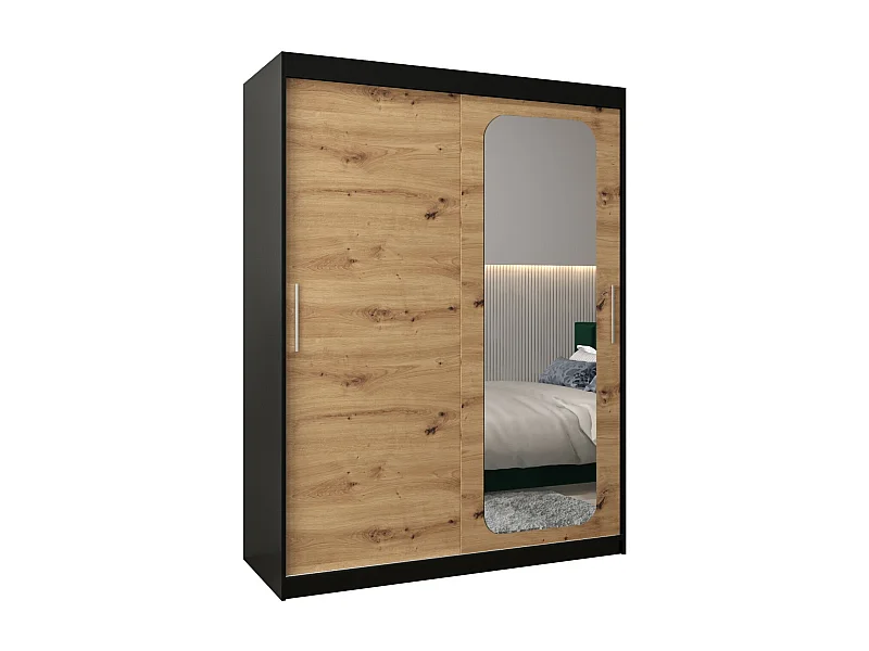 SCHWEBETÜRENSCHRANK PROMO T2 200/150/62 2-türig (Schwarz/Artisan)