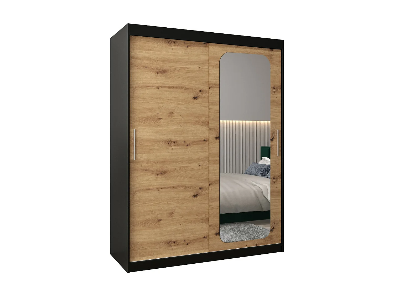 ARMOIRE PROMO T2 À PORTES COULISSANTES 200/150/62 2 Portes (Noir/Artisan)