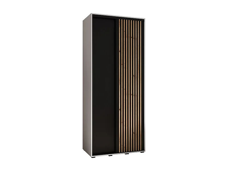 ARMOIRE SAPPORO 1 À PORTES COULISSANTES 205,2/100/60 2 Portes (Blanc/Noir)