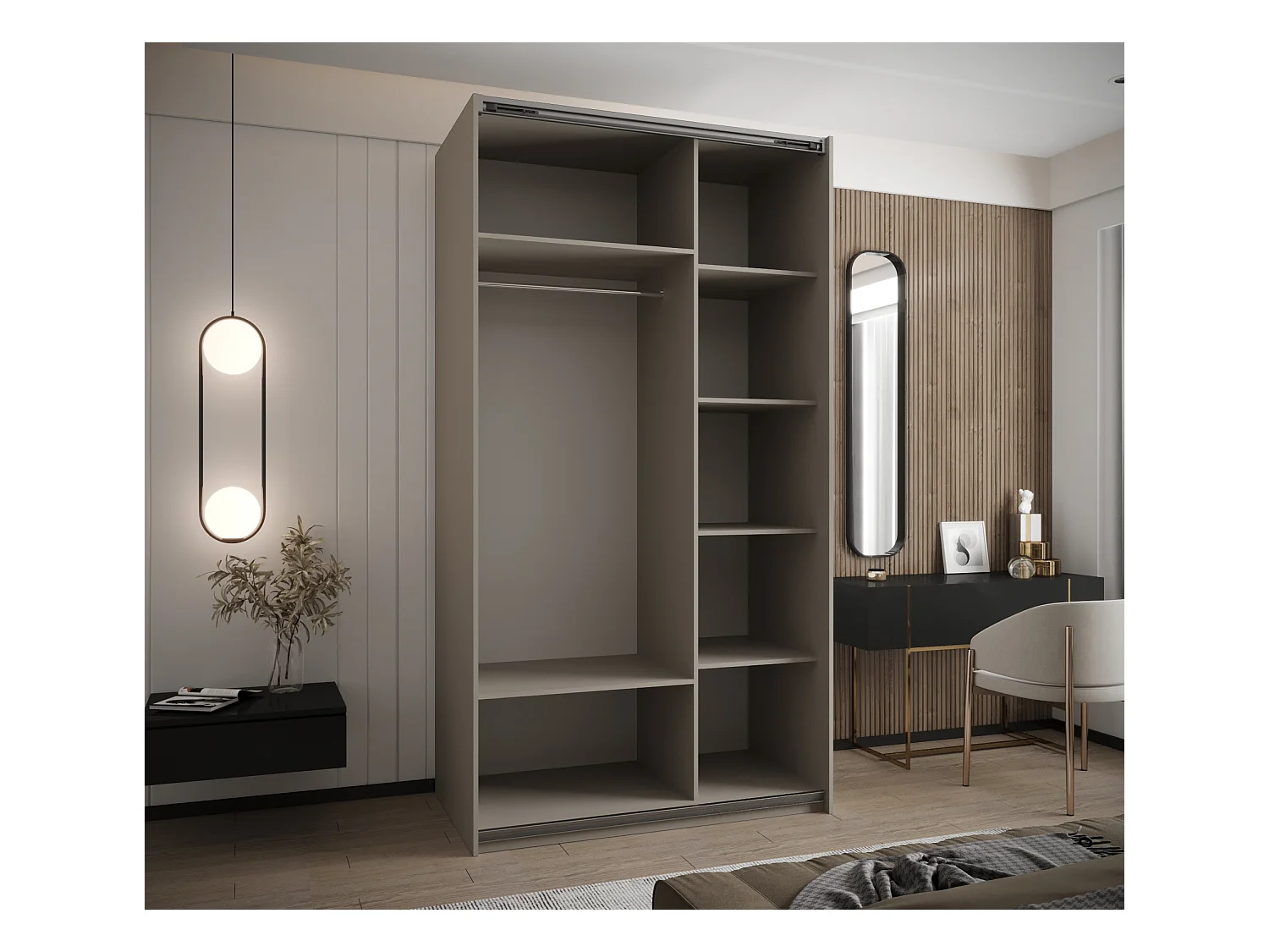 Armadio Lux 1 245,5/130/64 (Cachemire/Cachemire/Nero)