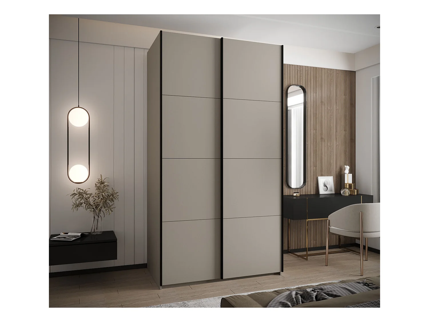 Armadio Lux 1 245,5/130/64 (Cachemire/Cachemire/Nero)