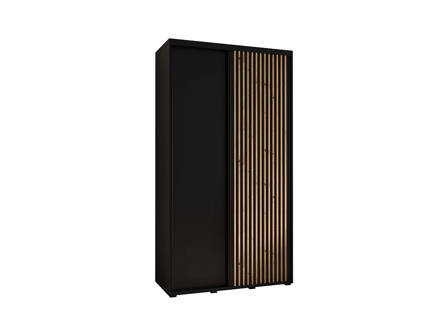 ARMOIRE SAPPORO 1 À PORTES COULISSANTES 205,2/130/60 2 Portes (Noir/Noir)