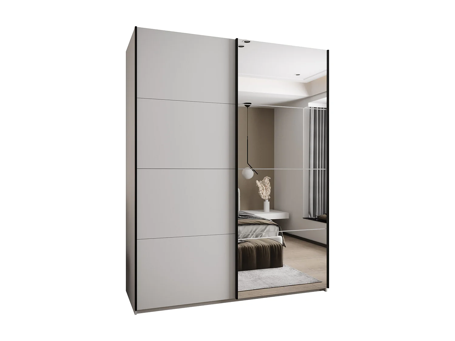 Armoire Lux 3 245,5/190/64 (Blanc/Blanc/Noir)