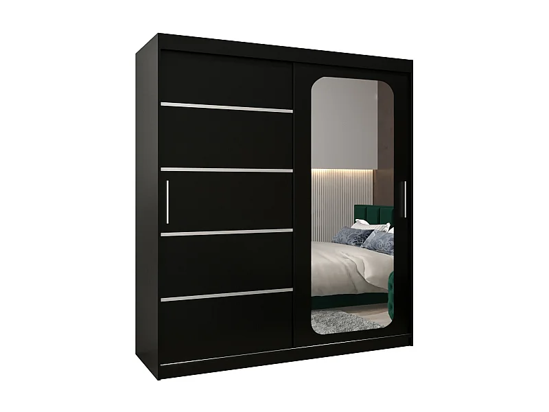 SCHWEBETÜRENSCHRANK PROMO V2 200/180/62 2-türig (Schwarz/Schwarz)