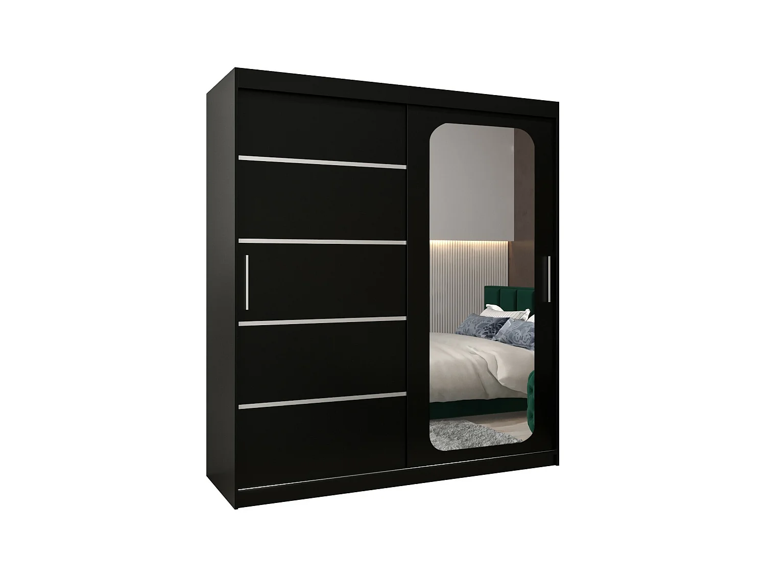 SCHWEBETÜRENSCHRANK PROMO V2 200/180/62 2-türig (Schwarz/Schwarz)