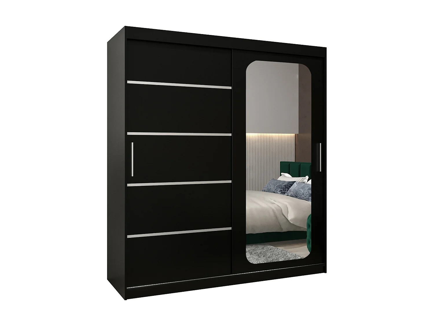 ARMOIRE PROMO V2 À PORTES COULISSANTES 200/180/62 2 Portes (Noir/Noir)