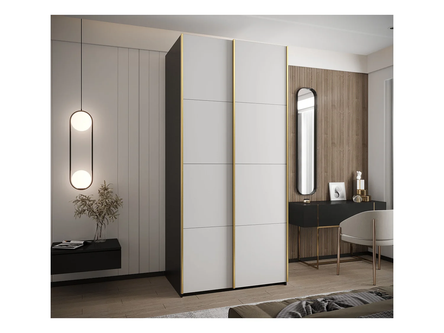 Armadio Lux 1 245,5/110/64 (Nero/Blanc/Gold)