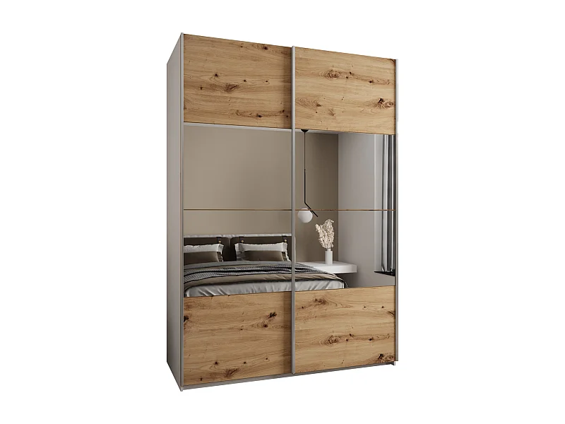 Armoire Lux 4 245,5/170/64 (Blanc/Artisan/Argent)