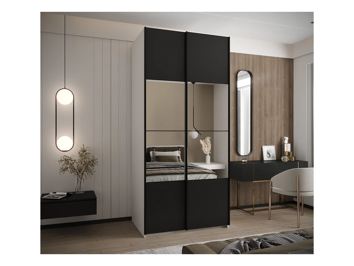 Armadio Lux 4 245,5/120/64 (Blanc/Nero/Nero)