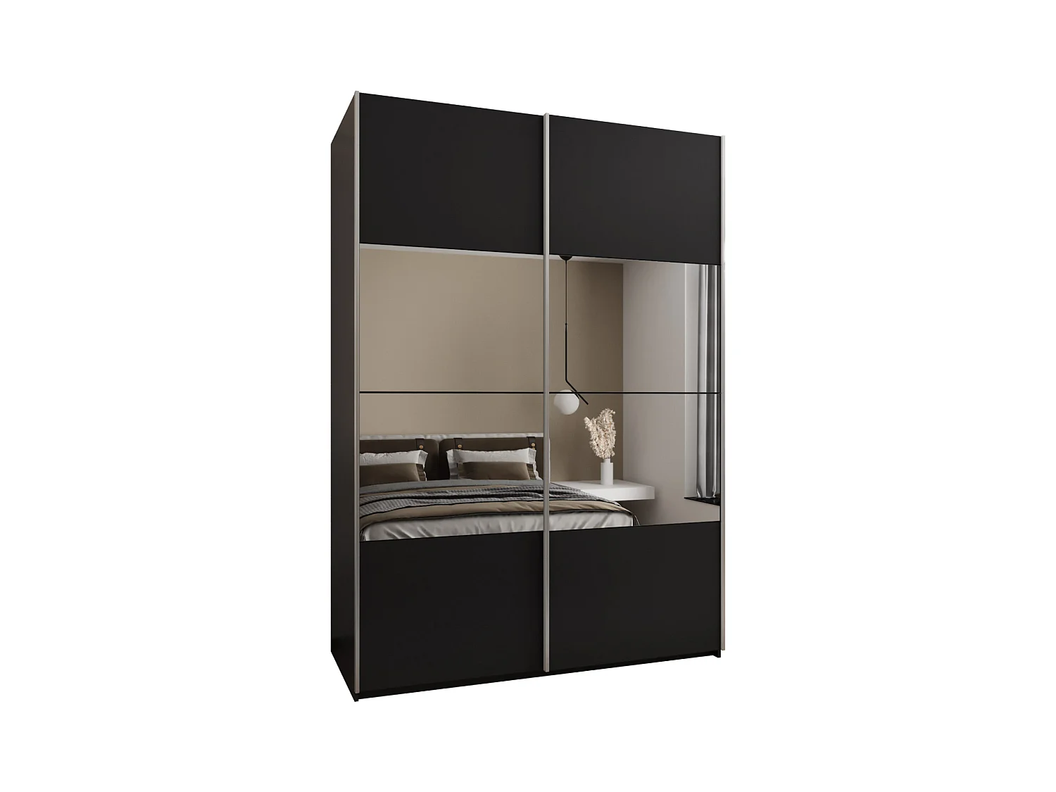 KLEDINGKAST MET SCHUIFDEUREN Lux 4 245,5/170/64 (Zwart/Zwart/Zilver)