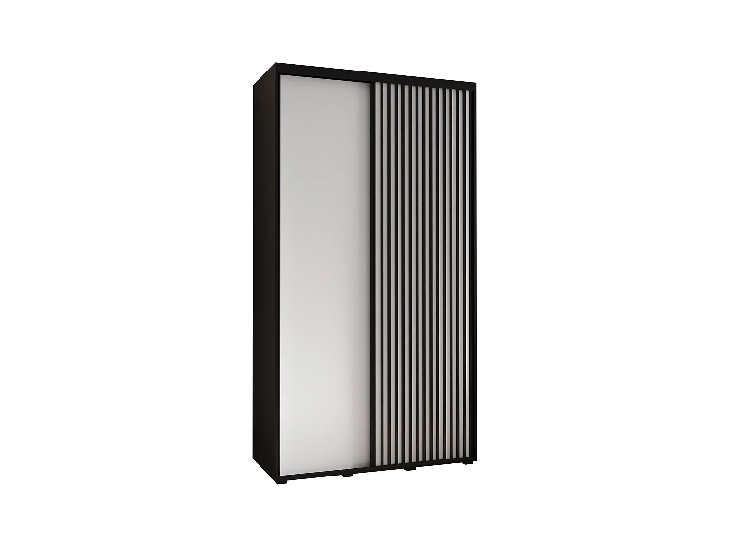 ARMADIO SAPPORO 1 AD ANTE SCORREVOLI 205,2/140/60 2 porte (Nero/Bianco)