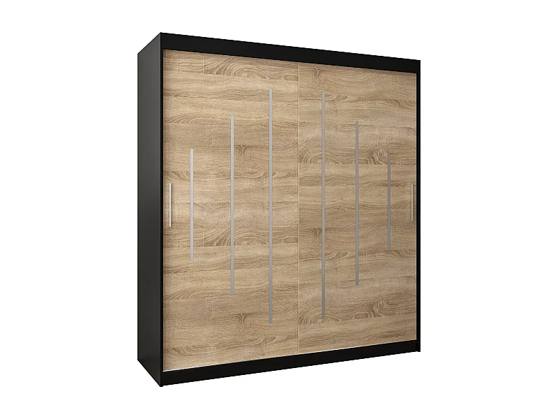 SCHWEBETÜRENSCHRANK YORK 200/180/62 2-türig (Schwarz/Sonoma)