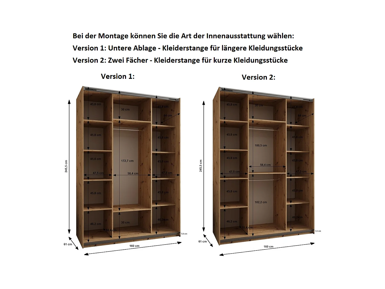 SCHWEBETÜRENSCHRANK Lux 2 245,5/160/64 (Kaschmir/Kaschmir/Schwarz)