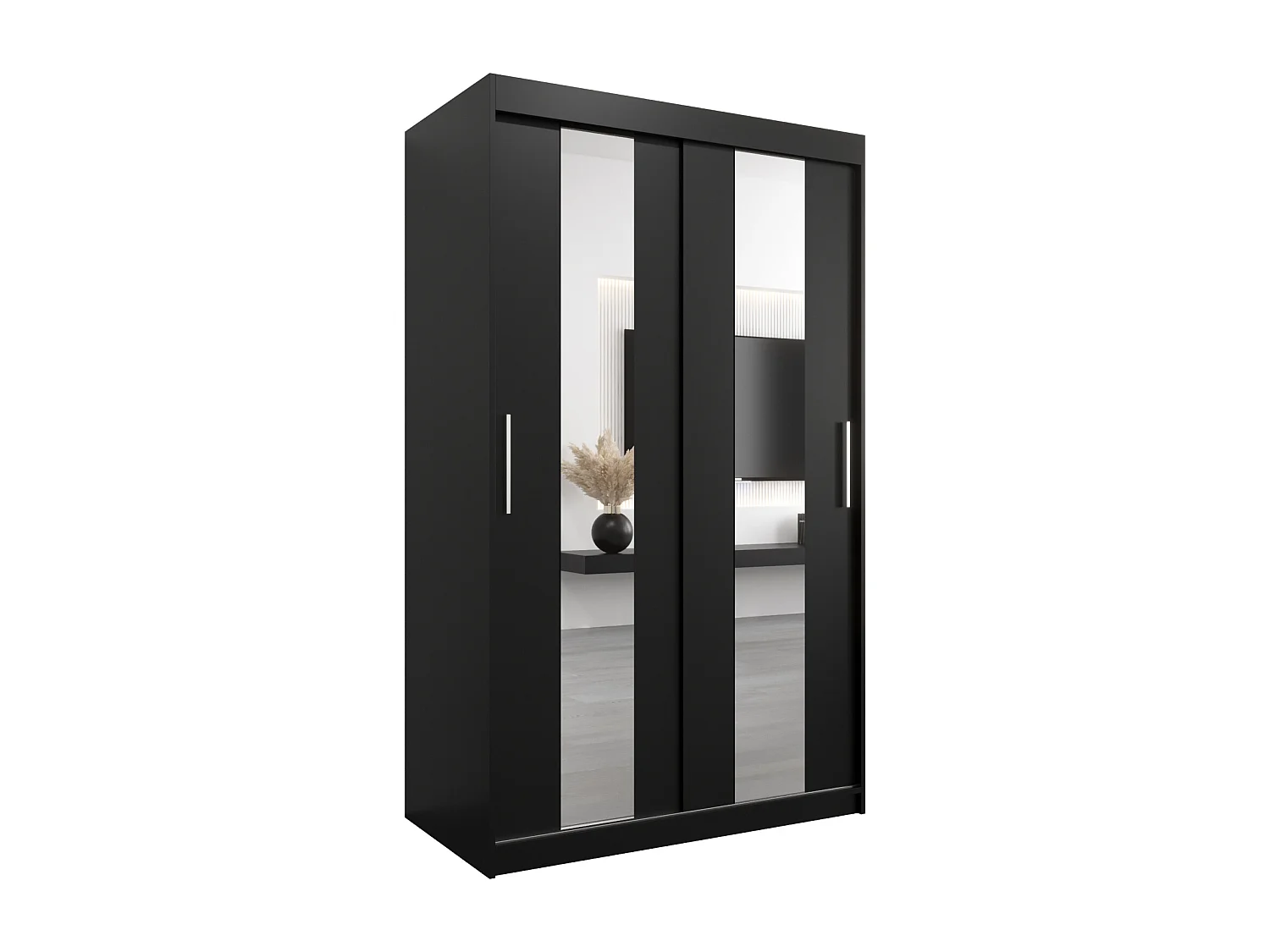 Pole kledingkast met schuifdeuren 200/120/62 2 deuren (zwart/zwart)