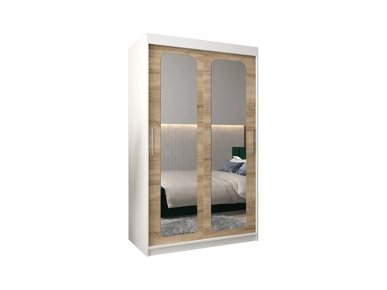 ARMOIRE PROMO T3 À PORTES COULISSANTES 200/120/62 2 Portes (Blanc/Sonoma)