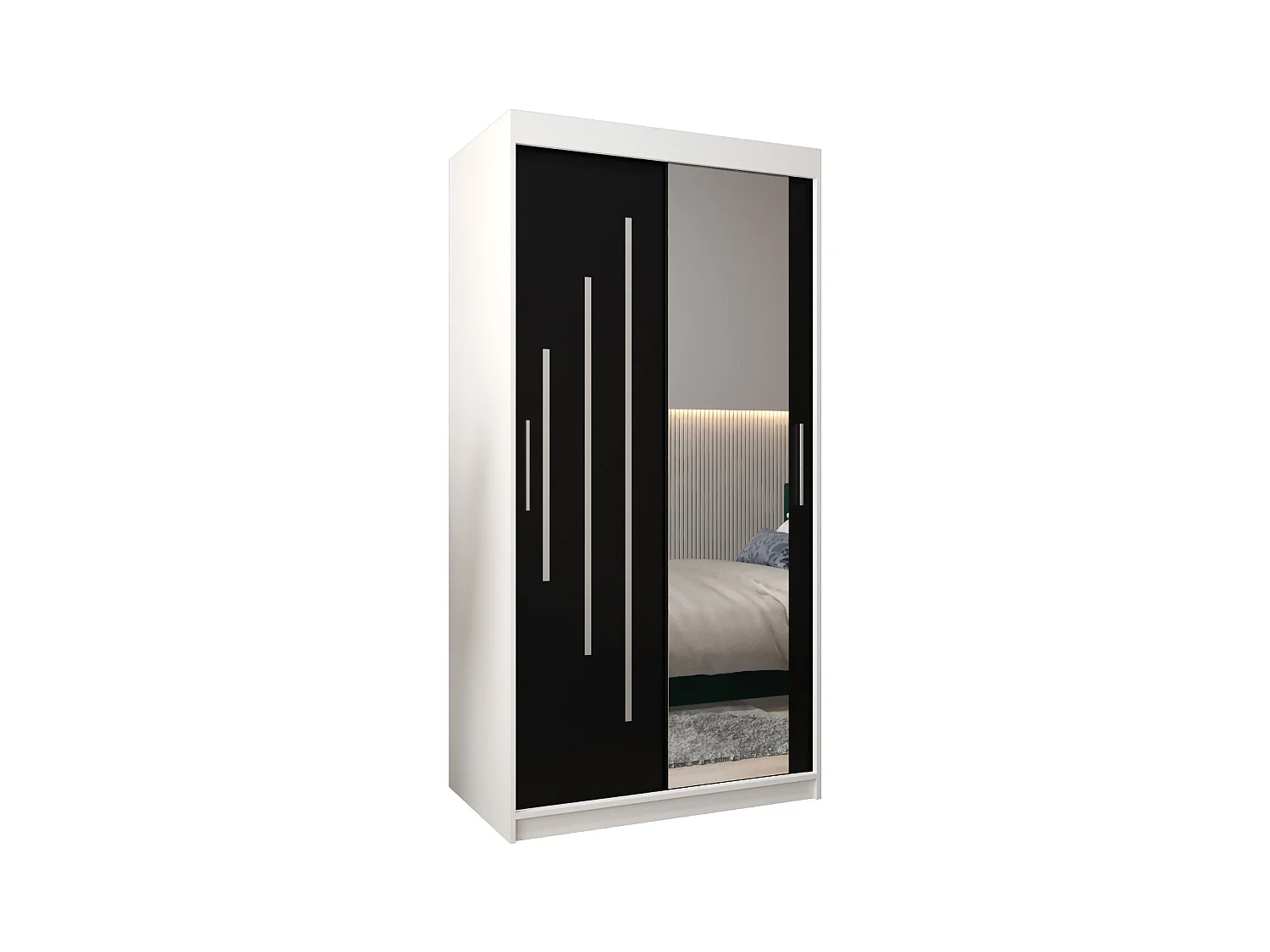 SCHWEBETÜRENSCHRANK YORK 2 200/100/62 2-türig (Weiß/Schwarz)