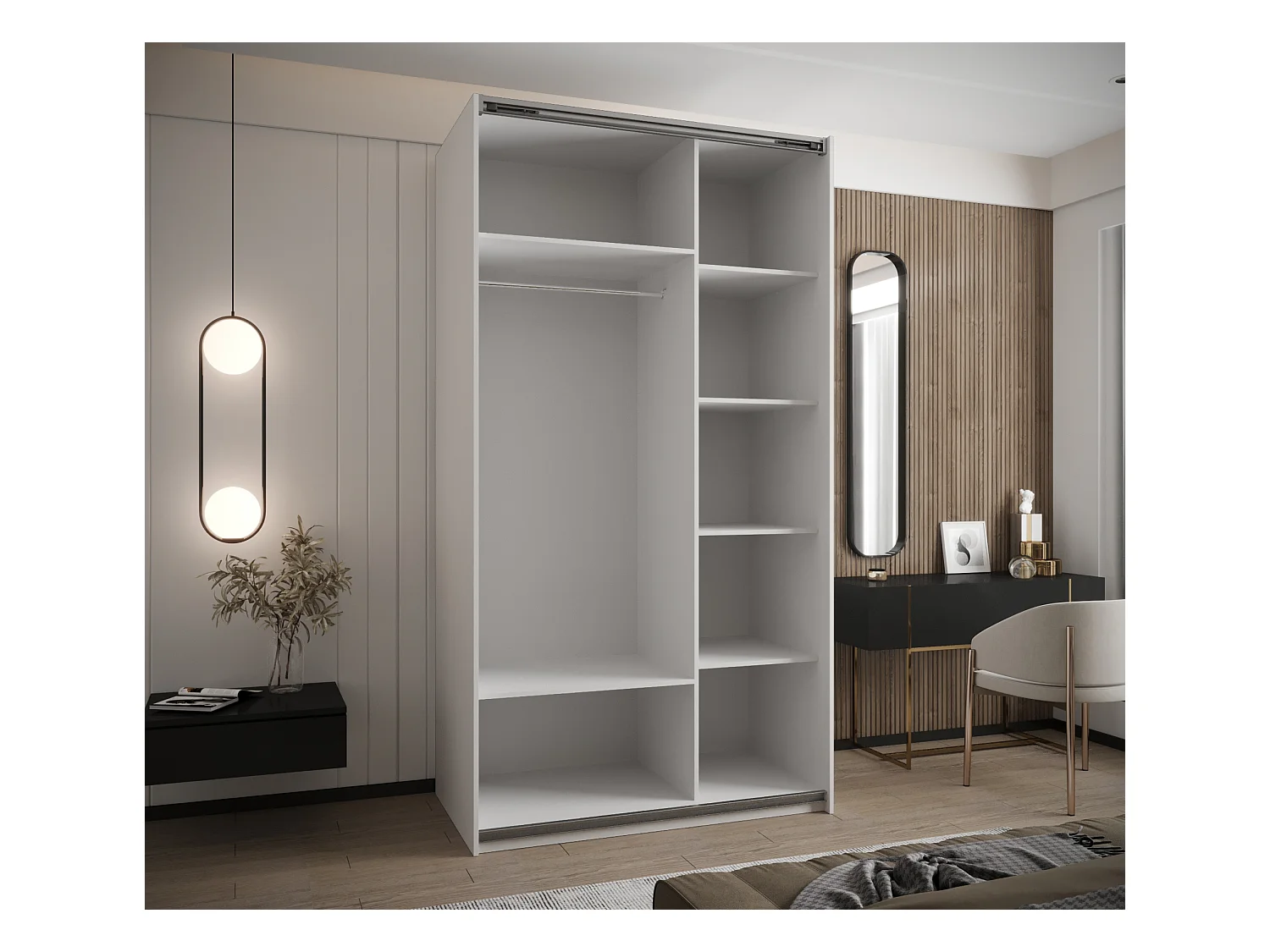 Armadio Lux 1 245,5/130/64 (Blanc/Blanc/Argento)