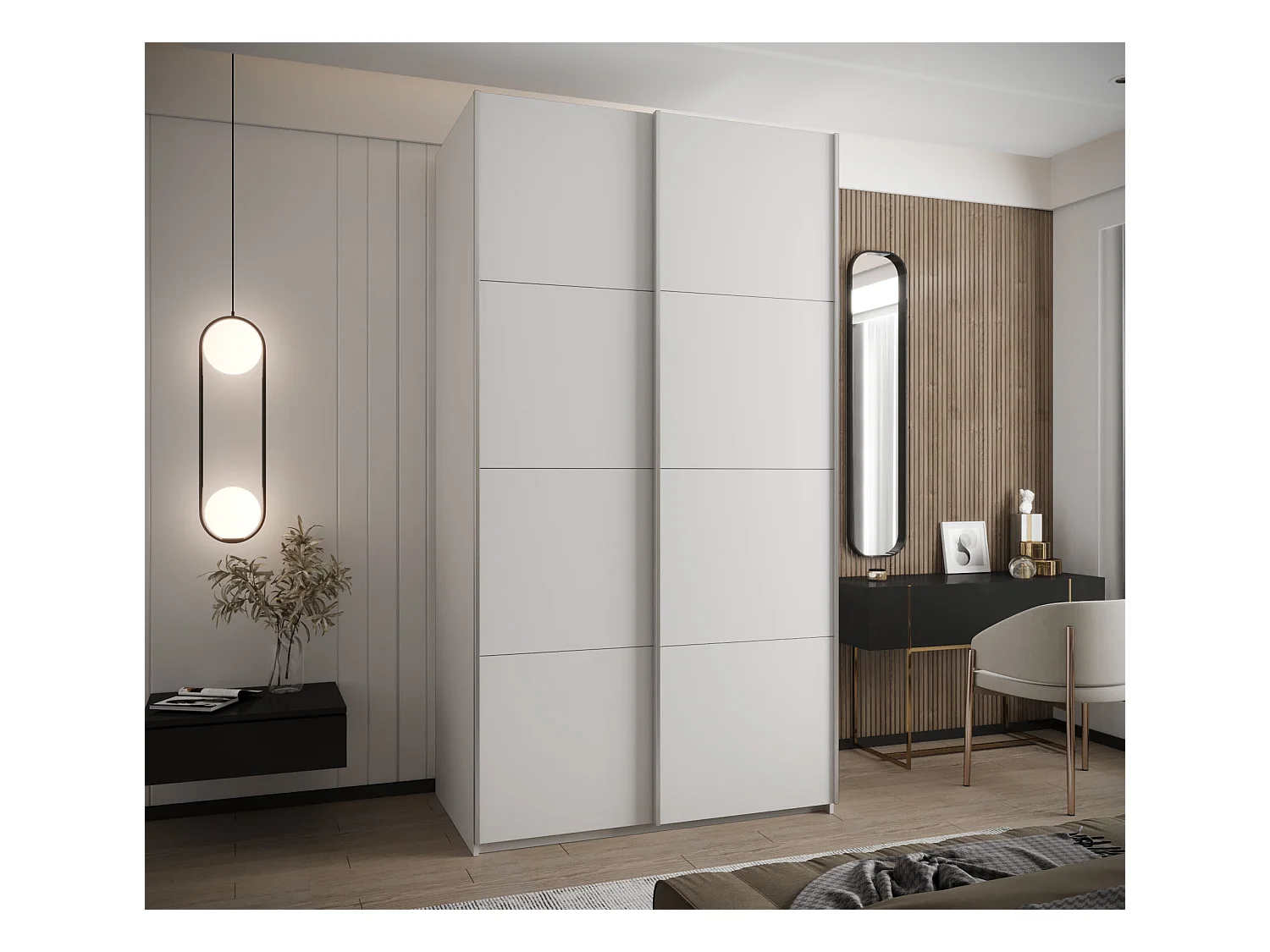 Armadio Lux 1 245,5/130/64 (Blanc/Blanc/Argento)