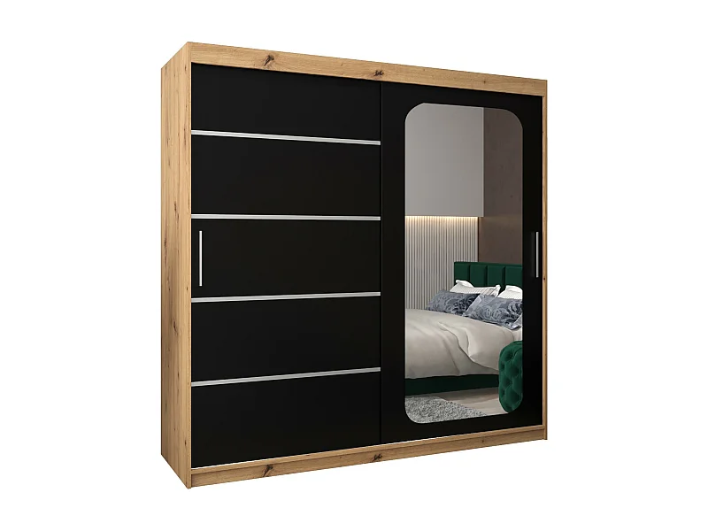 PROMO V2 KLEDINGKAST MET SCHUIFDEUREN 200/200/62 2 deuren (artisan/zwart)