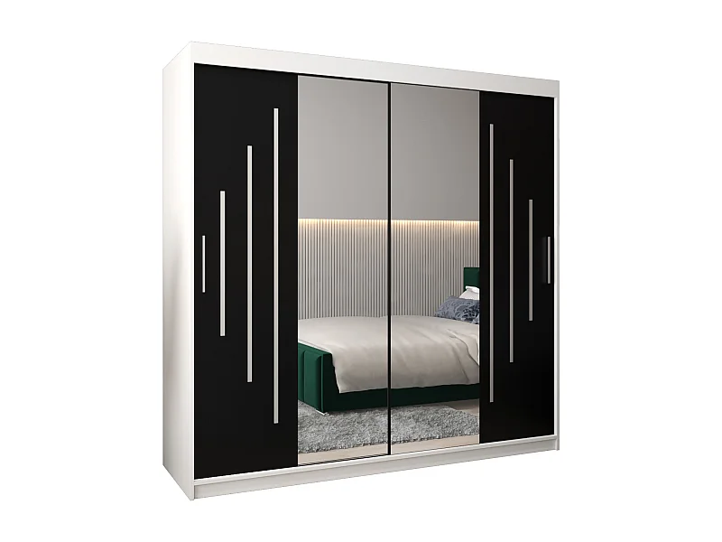 ARMOIRE YORK 1 À PORTES COULISSANTES 200/200/62 2 Portes (Blanc/Noir)