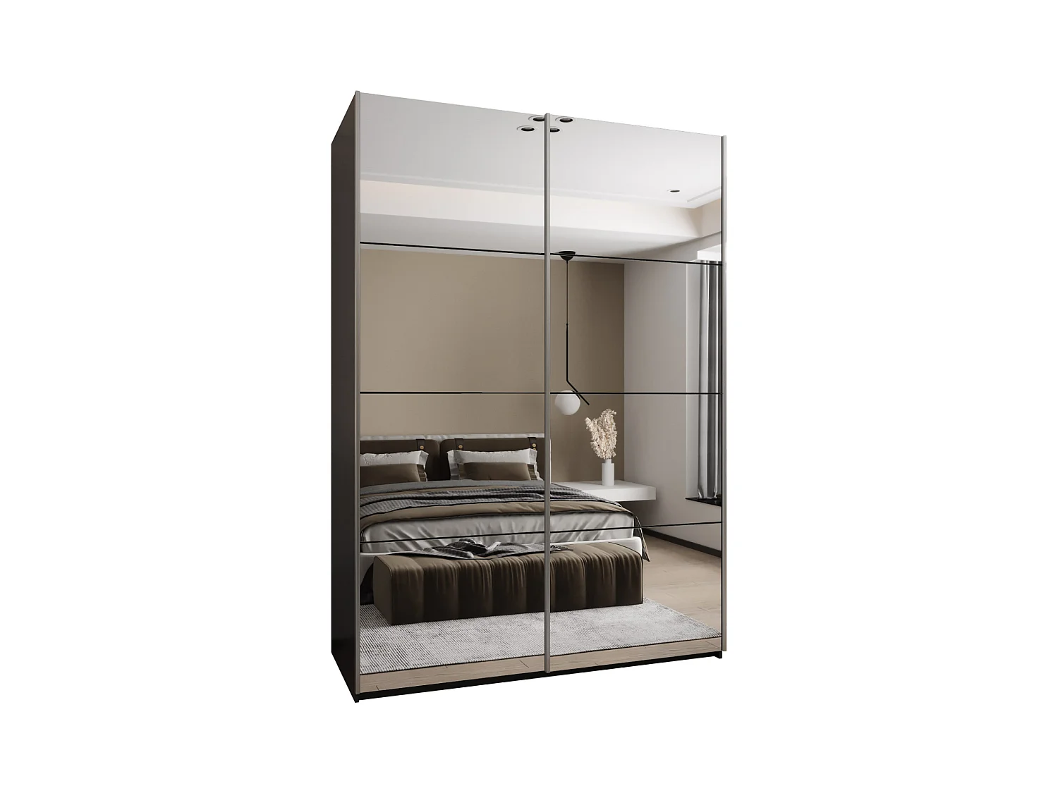 KLEDINGKAST MET SCHUIFDEUREN Lux 2 245,5/170/64 (Zwart/Zwart/Zilver)