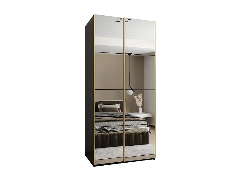 SCHWEBETÜRENSCHRANK Lux 2 245,5/110/64 (Schwarz/Schwarz/Gold)