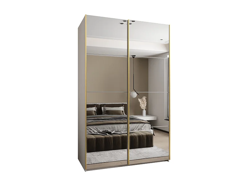 KLEDINGKAST MET SCHUIFDEUREN Lux 2 245,5/150/64 (Wit/Wit/Goud)