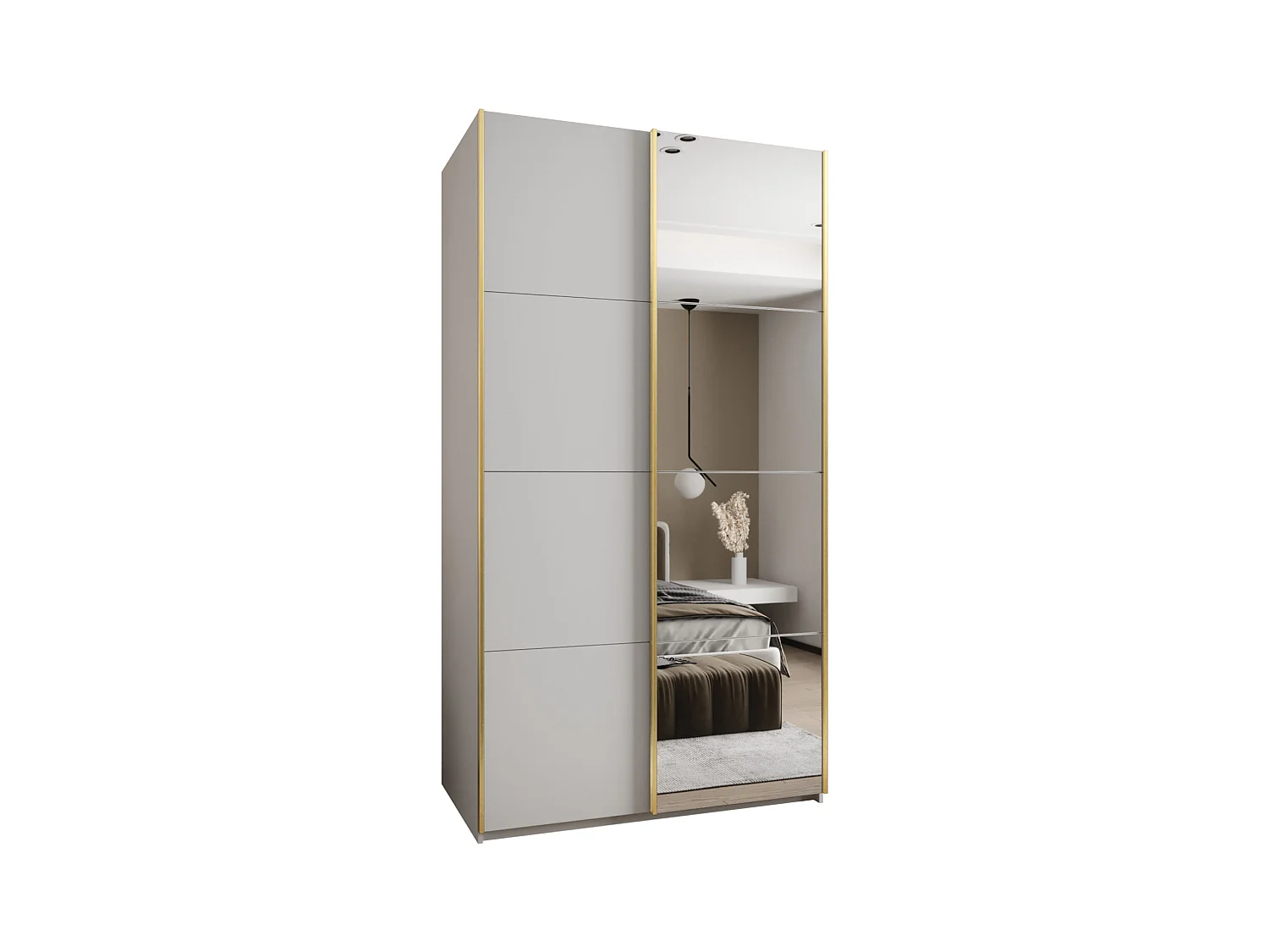 KLEDINGKAST MET SCHUIFDEUREN Lux 3 245,5/140/64 (Wit/Wit/Goud)