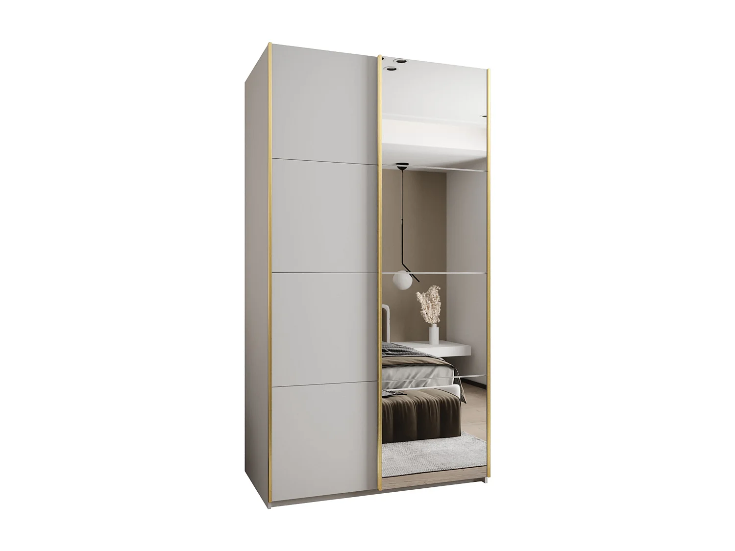 Armoire Lux 3 245,5/140/64 (Blanc/Blanc/Or)