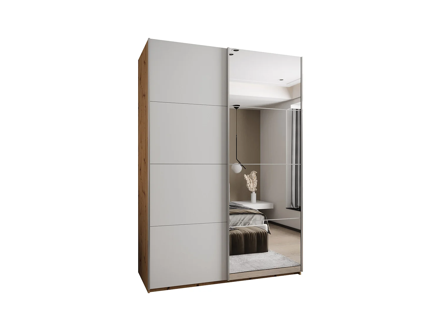Armoire Lux 3 245,5/180/64 (Artisan/Blanc/Argent)