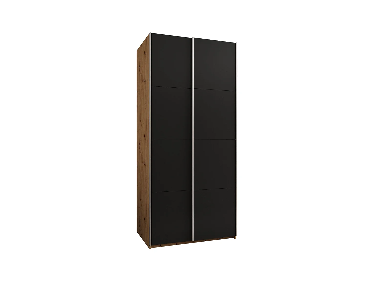 SCHWEBETÜRENSCHRANK Lux 1 245,5/100/64 (Artisan/Schwarz/Silber)