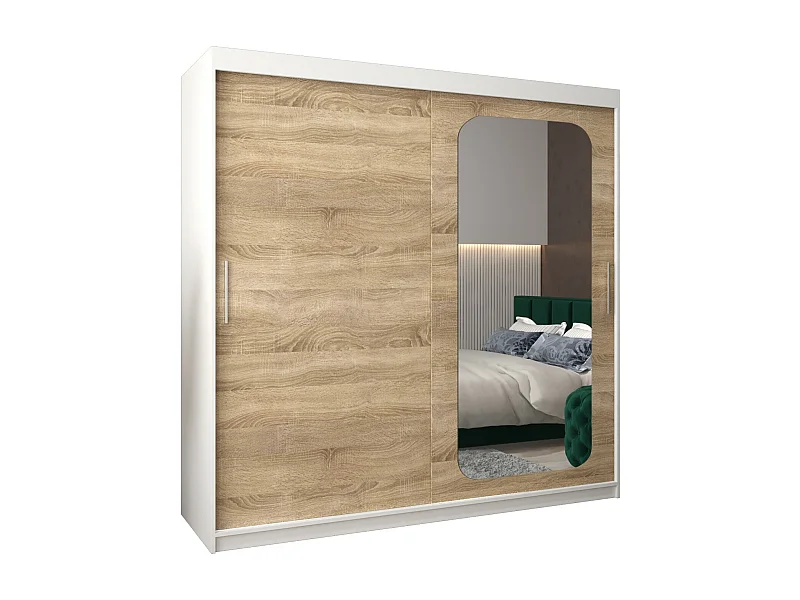 PROMO T2 KLEDINGKAST MET SCHUIFDEUREN 200/200/62 2 deuren (wit/sonoma)