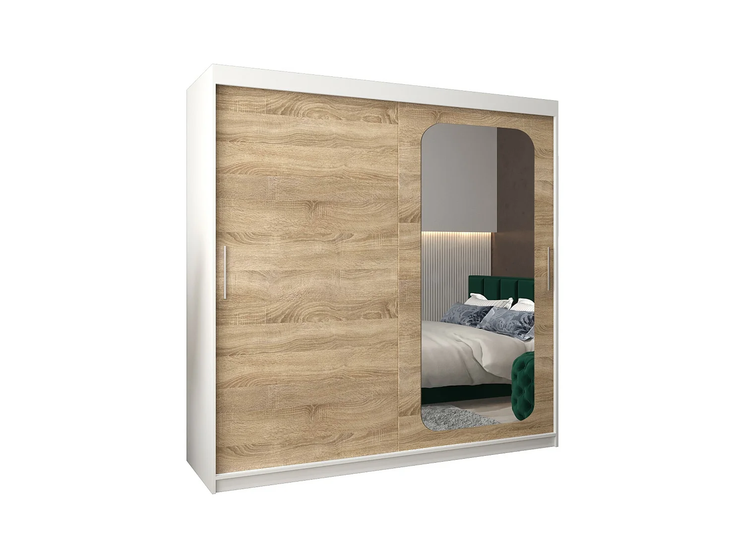 PROMO T2 KLEDINGKAST MET SCHUIFDEUREN 200/200/62 2 deuren (wit/sonoma)