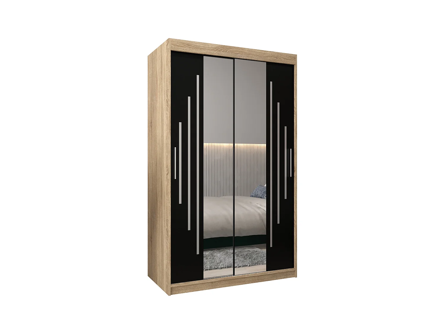 ARMOIRE YORK 1 À PORTES COULISSANTES 200/120/62 2 Portes (Sonoma/Noir)