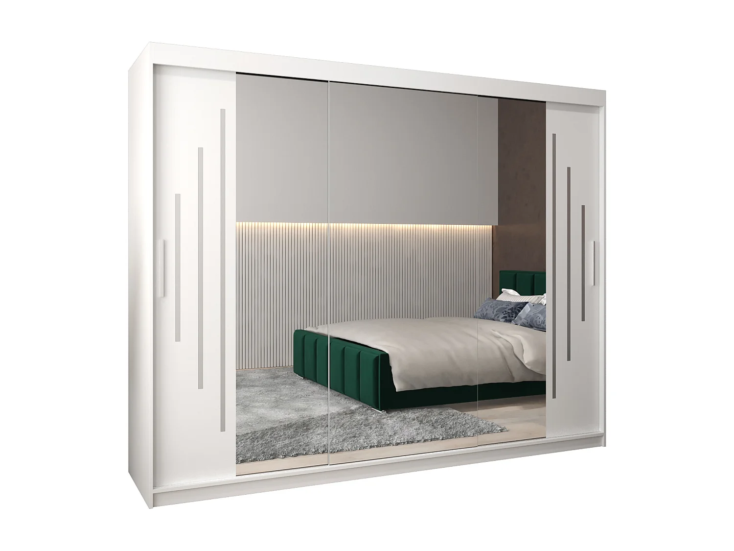 ARMOIRE YORK 2 À PORTES COULISSANTES 200/250/62 3 Portes (Blanc/Blanc)