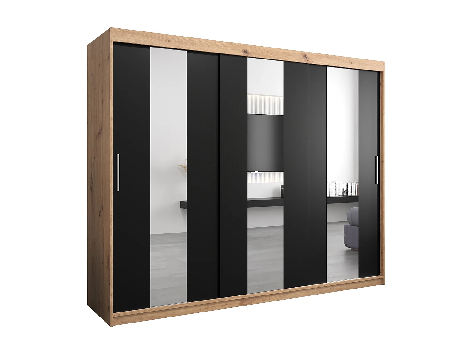 Armoire Pole À Portes Coulissantes 200/250/62 3 Portes (Artisan/Noir)