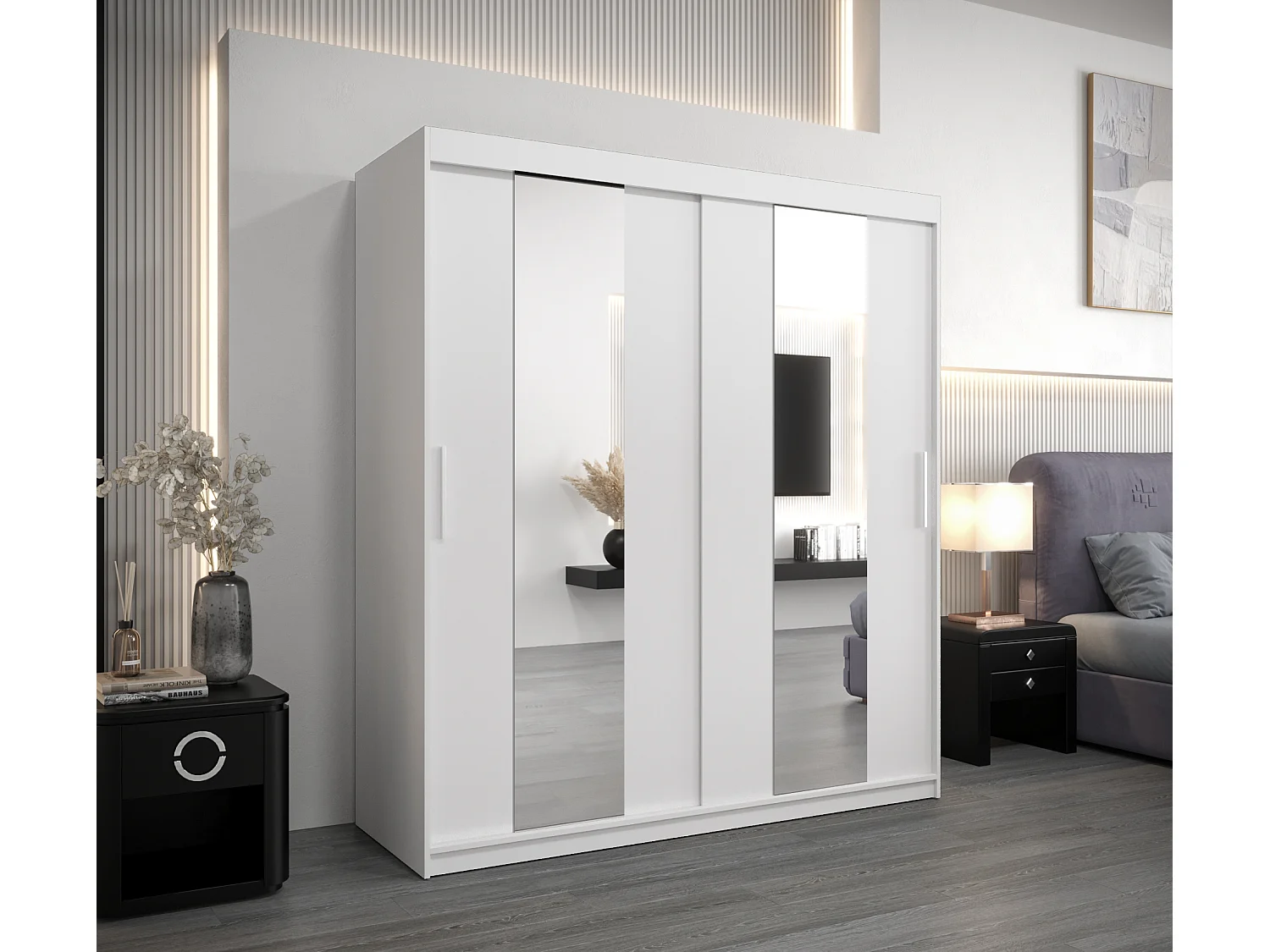 Armadio Pole ad ante scorrevoli 200/180/62 2 porte (bianco/bianco)