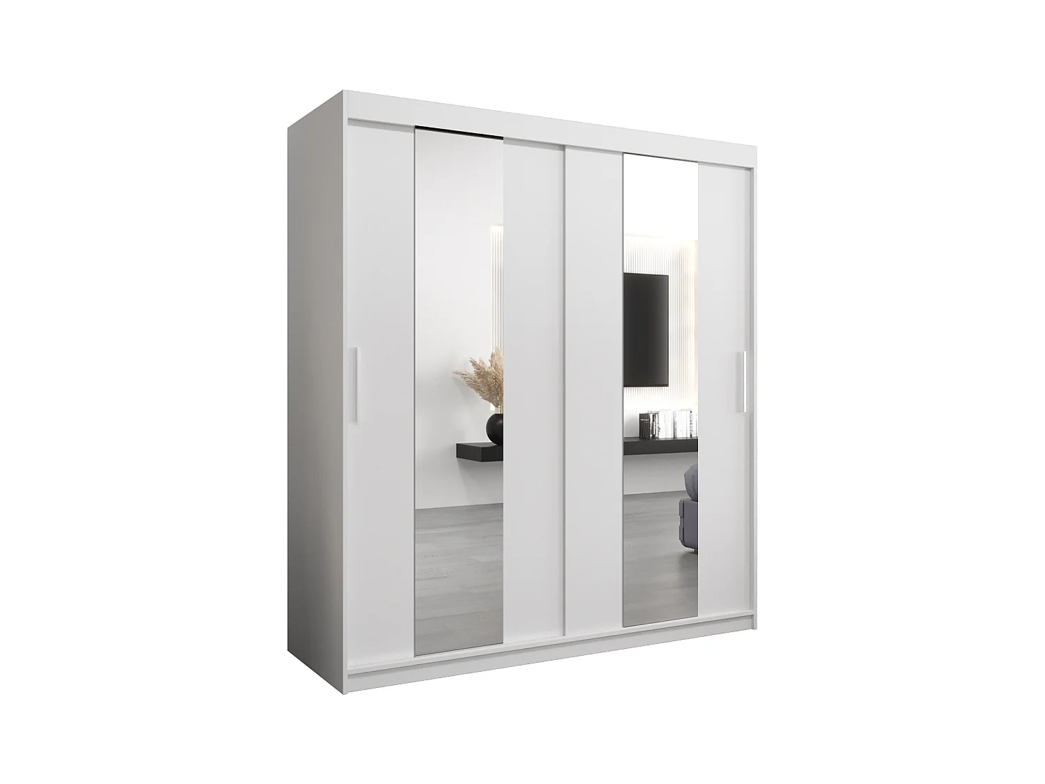 Pole kledingkast met schuifdeuren 200/180/62 2 deuren (wit/wit)