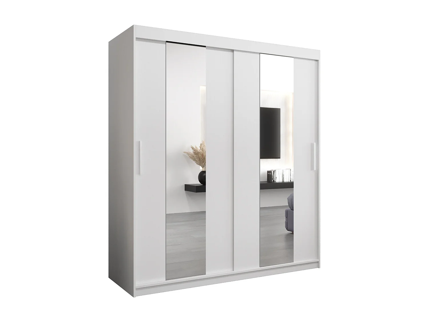 Armadio Pole ad ante scorrevoli 200/180/62 2 porte (bianco/bianco)