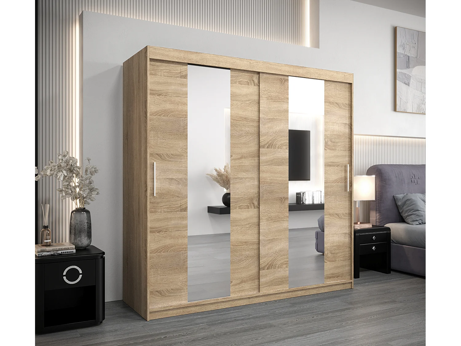 Pole kledingkast met schuifdeuren 200/200/62 2 deuren (sonoma/sonoma)