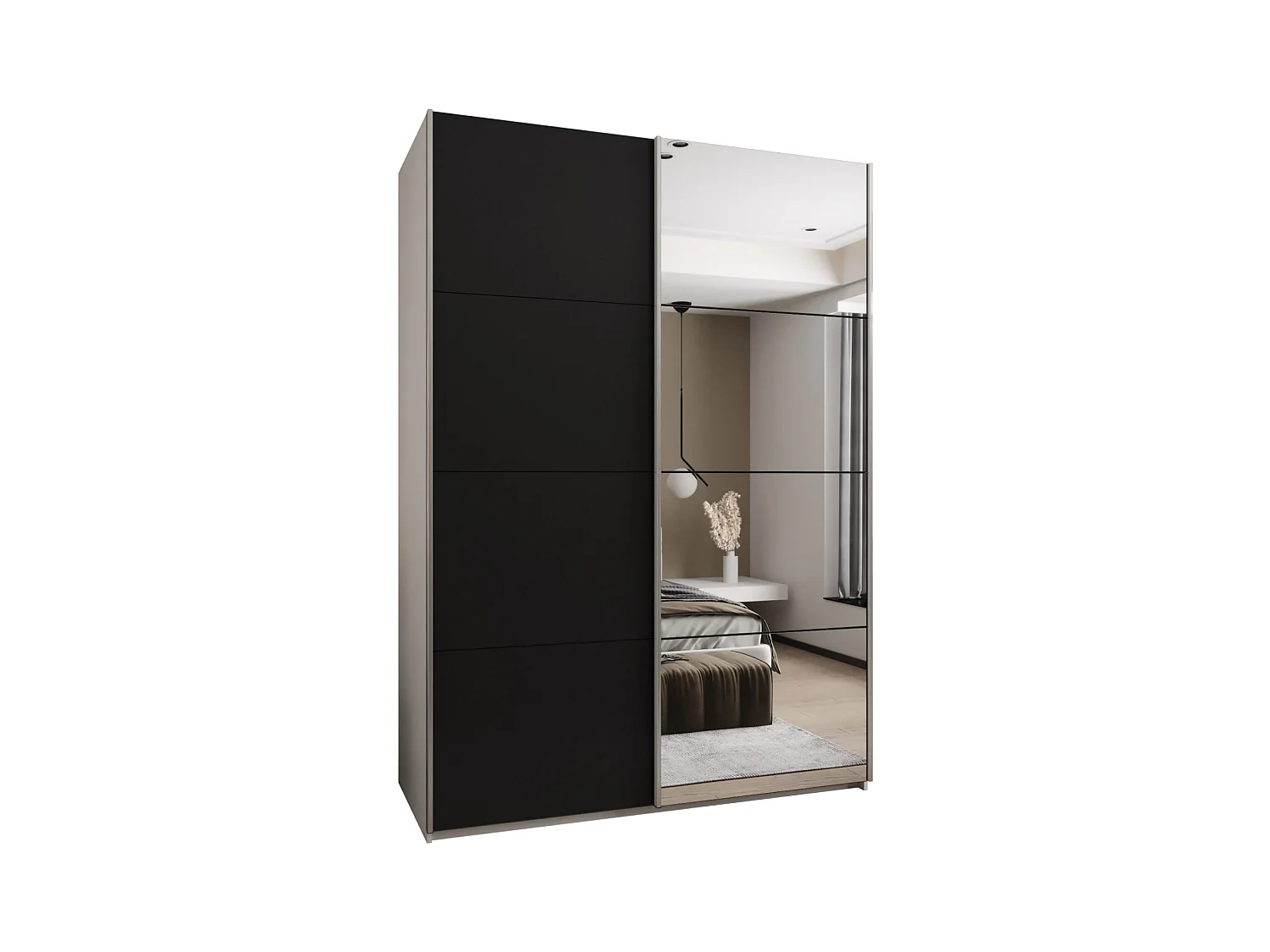SCHWEBETÜRENSCHRANK Lux 3 245,5/180/64 (Weiß/Schwarz/Silber)