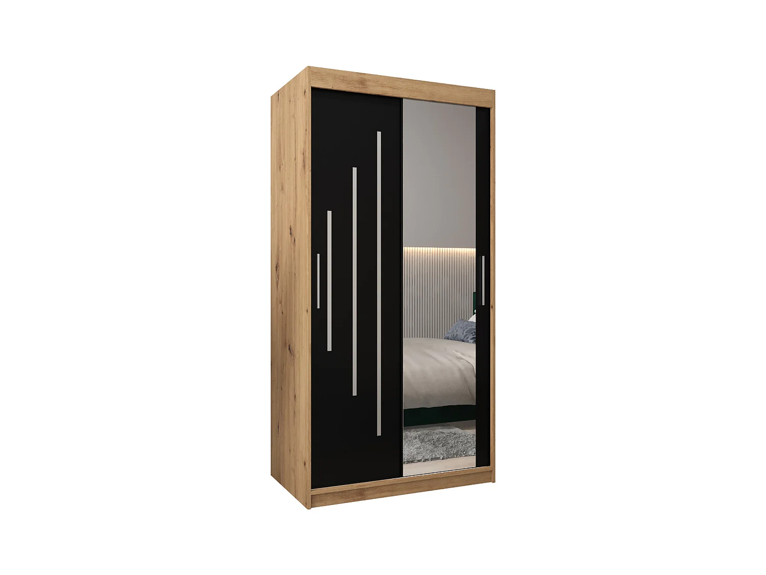 ARMOIRE YORK 2 À PORTES COULISSANTES 200/100/62 2 Portes (Artisan/Noir)