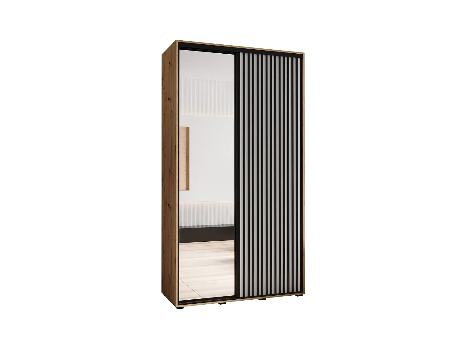 ARMOIRE SAPPORO 2 À PORTES COULISSANTES 205,2/130/60 2 Portes (Artisan/Blanc)