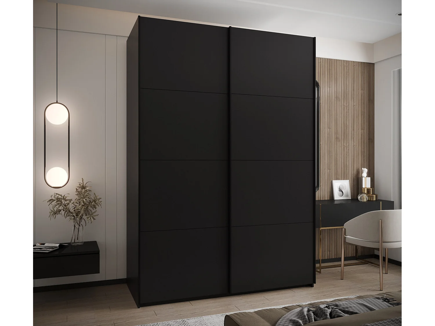Armoire Lux 1 245,5/180/64 (Noir/Noir/Noir)