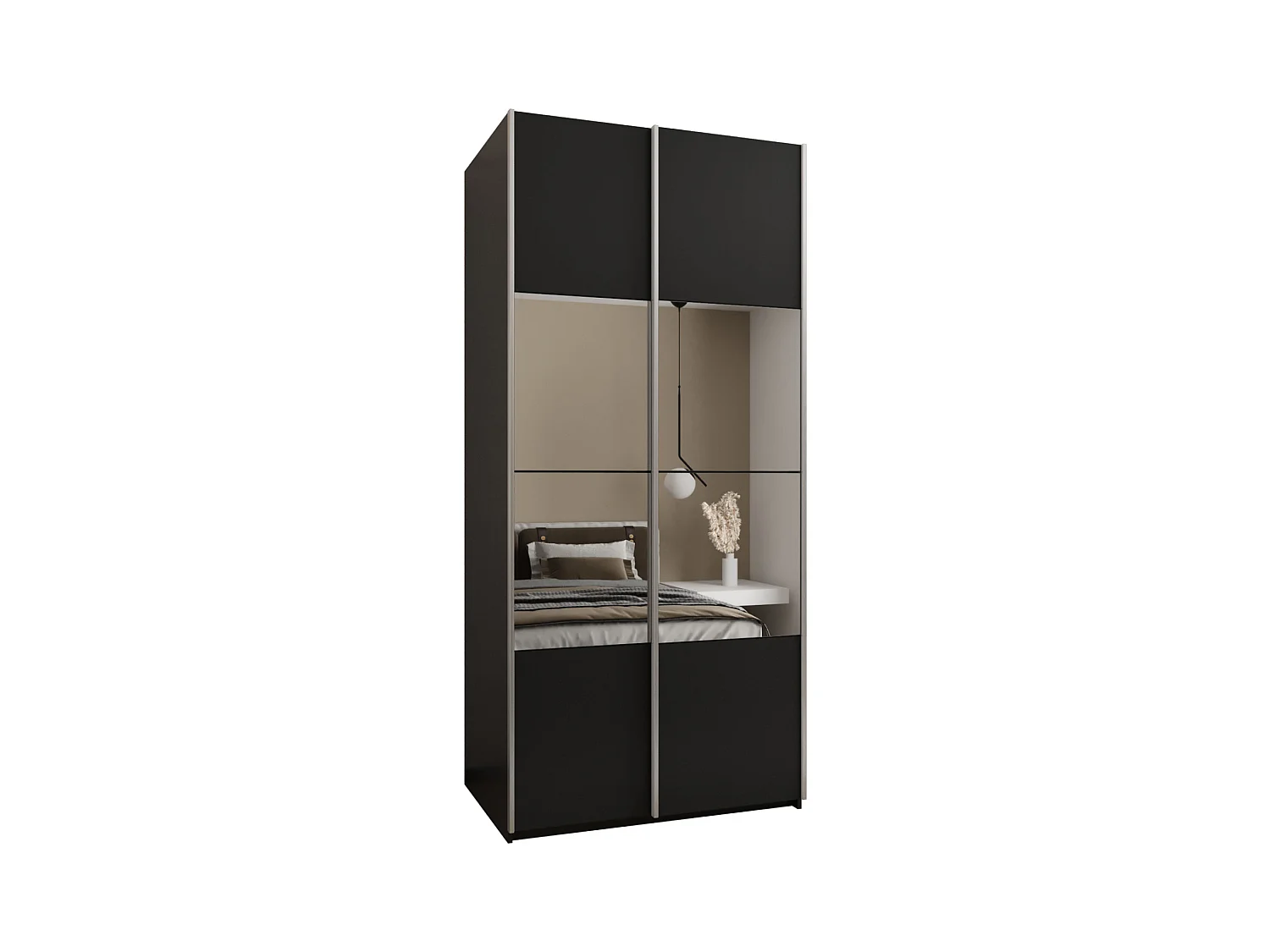 SCHWEBETÜRENSCHRANK Lux 4 245,5/120/64 (Schwarz/Schwarz/Silber)