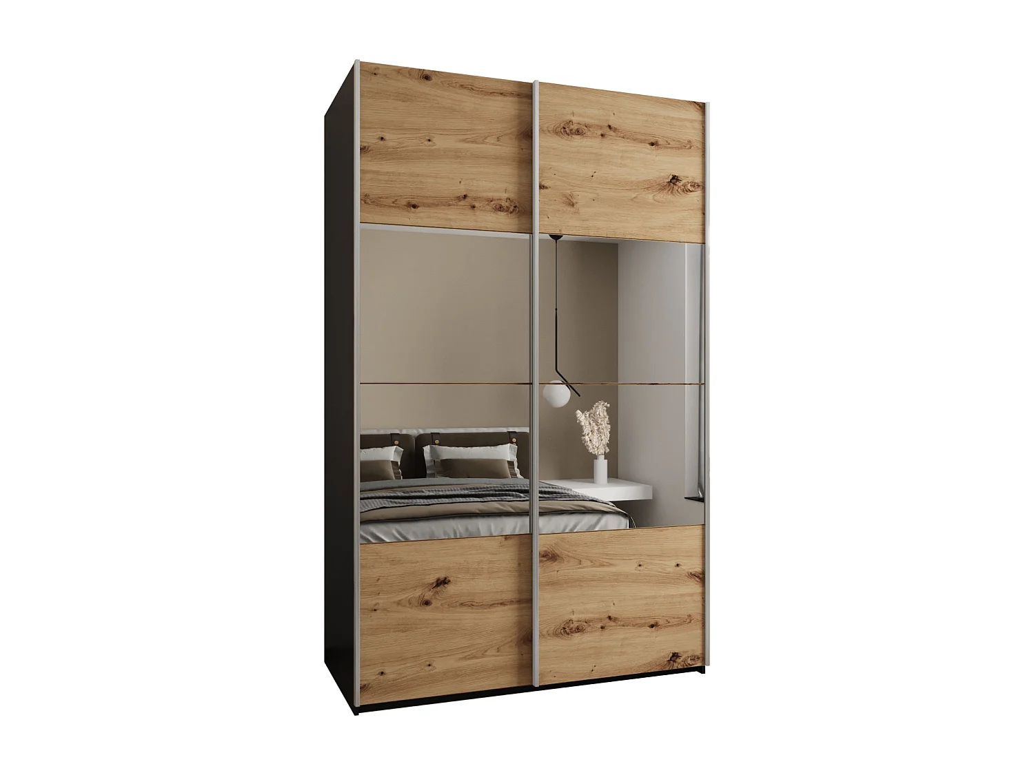 Armadio Lux 4 de puertas corredas 245,5/160/64 (Negro/Artisan/Plata)