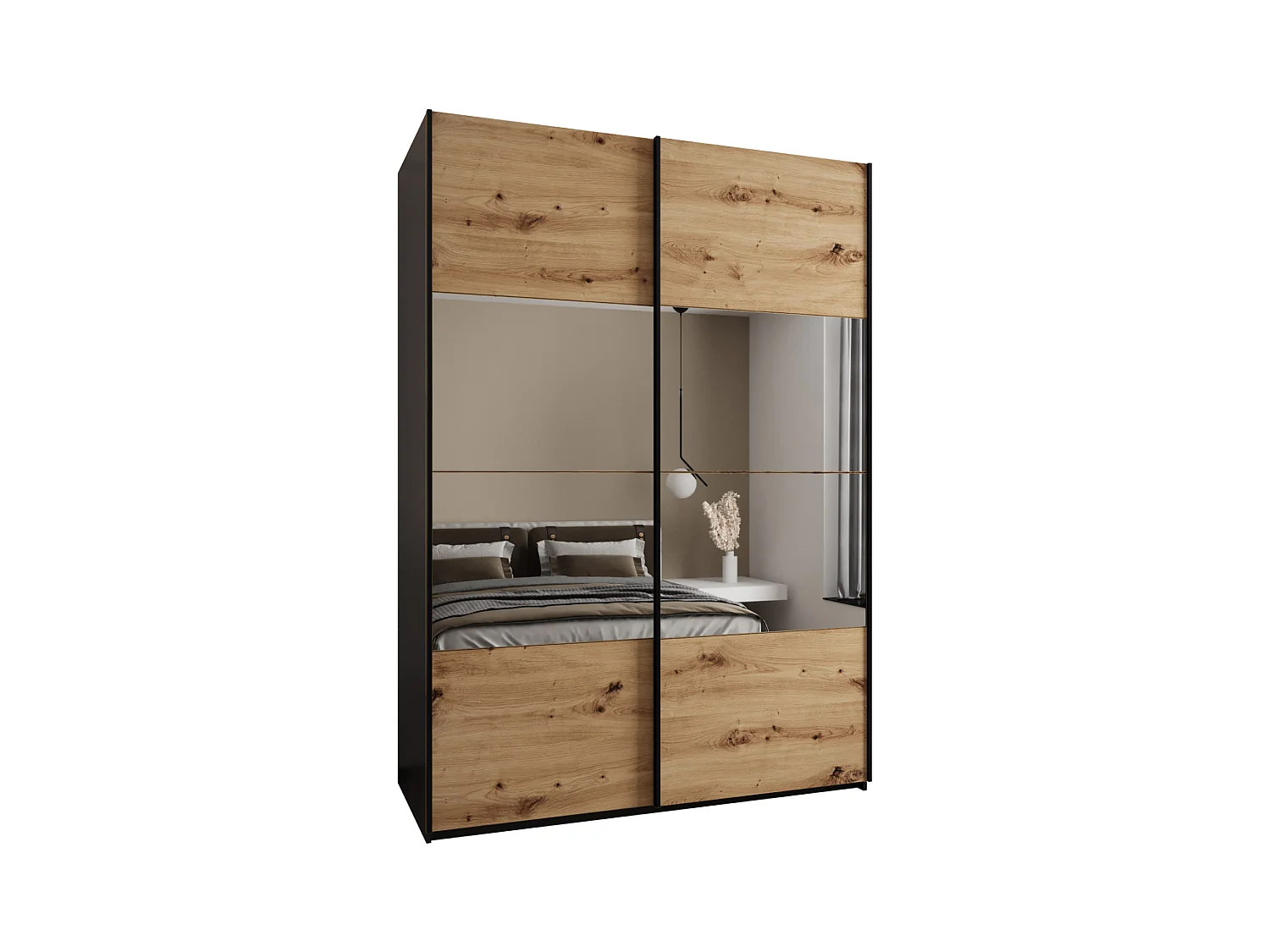 SCHWEBETÜRENSCHRANK Lux 4 245,5/170/64 (Schwarz/Artisan/Schwarz)