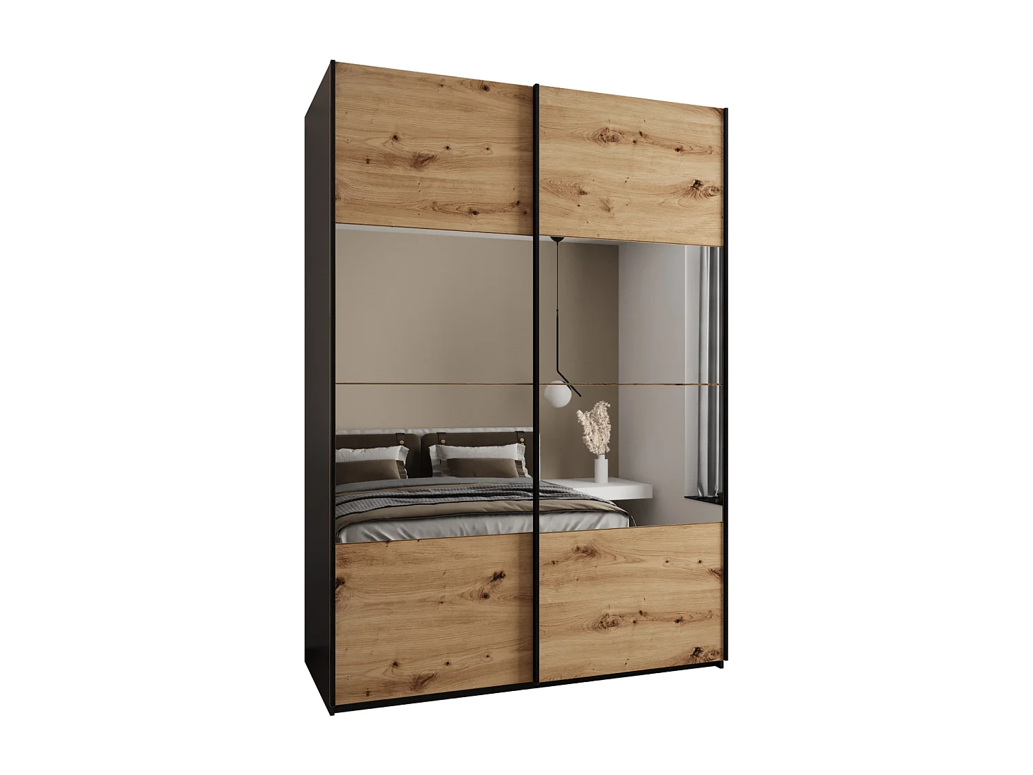 KLEDINGKAST MET SCHUIFDEUREN Lux 4 245,5/170/64 (Zwart/Artisan/Zwart)